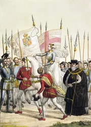 La regina Elisabetta I che arringa le truppe a Tilbury prima dell